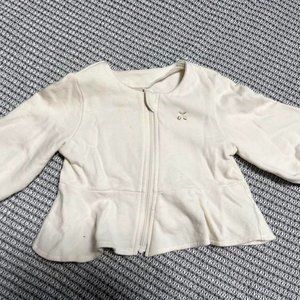 Ruffle hem cardigan with cherry embroidery